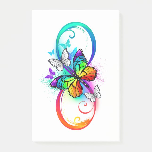 Post-it® Bright infinity with rainbow butterfly (Devant)