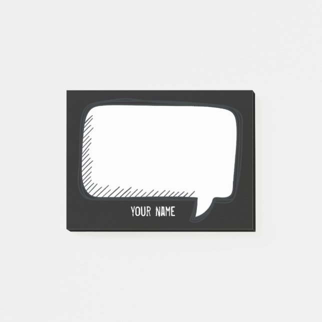 Post-it® Bubble drôle de White Talk sur le nom noir personn (Devant)