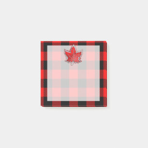 Post-it® Buffalo à carreaux rouge et noir Érable feuille