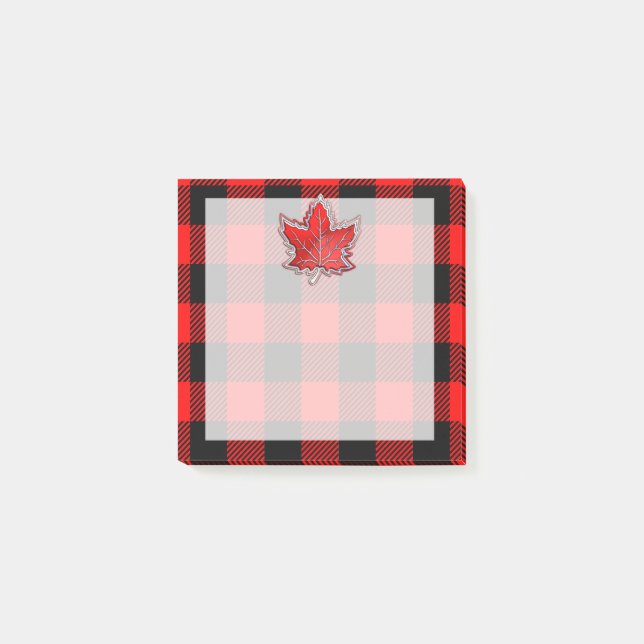Post-it® Buffalo à carreaux rouge et noir Érable feuille (Devant)