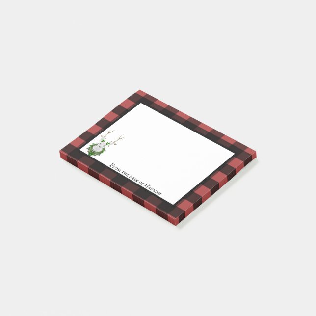 Post-it® Buffle de rennes de fête Plaid personnalisé (Incliné)