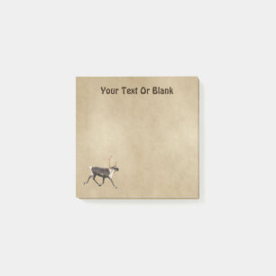 Post-it® Bull Caribou (Reindeer) Sur Ancien Papier