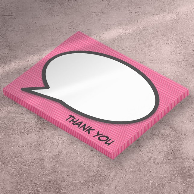 Post-it® Bulle de bande dessinée drôle rose Merci (Pink Fun Comic Book Speech Bubble Thank You Post-it Notes)