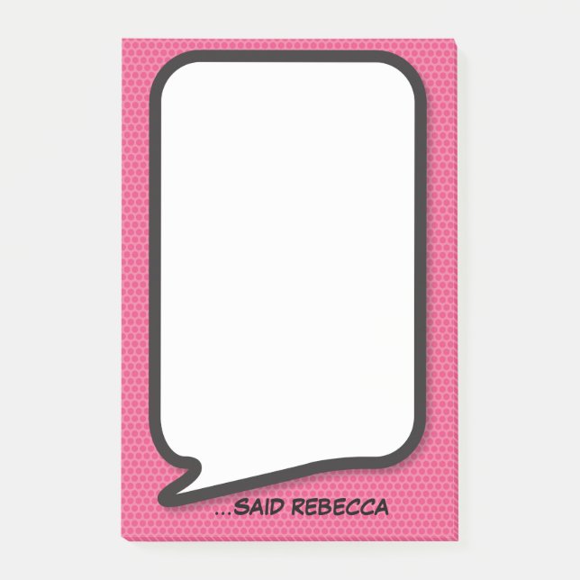 Post-it® Bulle de bande dessinée personnalisée Pink Fun (Devant)