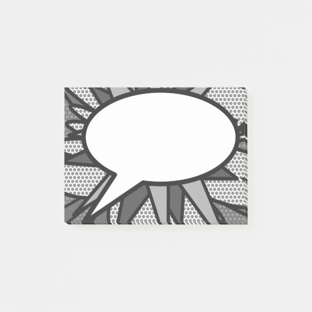 Post-it® Bulle de dialogue de bande dessinée noire et blanc (Devant)