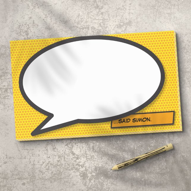 Post-it® Bulle de dialogue personnalisée Fun Comic Book (Personalized Speech Bubble Fun Comic Book Post-it Notes)