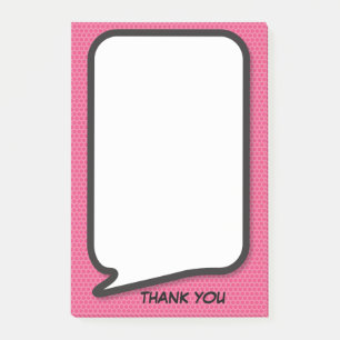 Post-it® Bulle de dialogue rose de remerciement personnalis