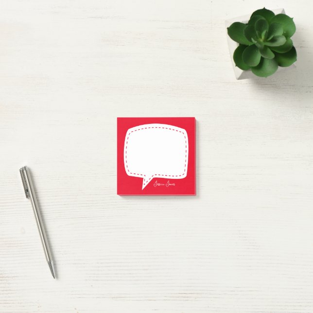 Post-it® Bulle de dialogue rouge nom personnalisé (Bureau)