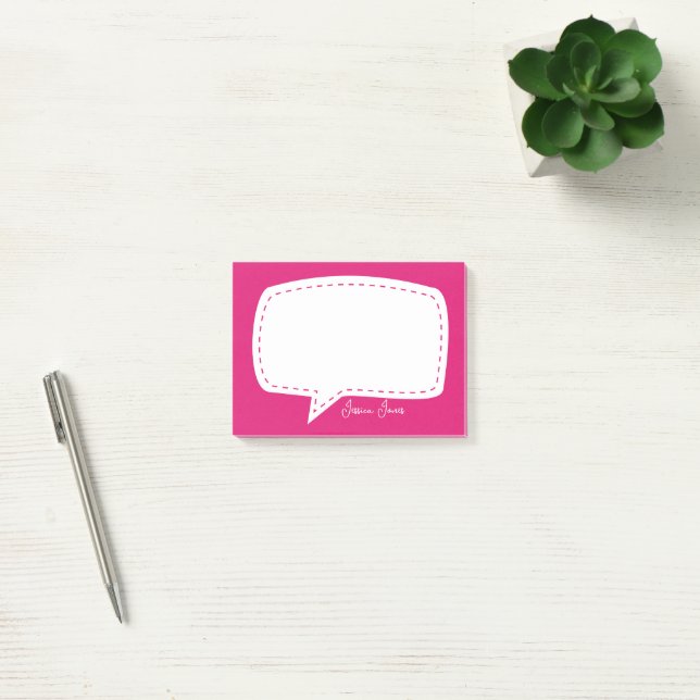 Post-it® bulle de discussion bleue personnalisée au nom (Bureau)
