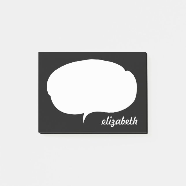 Post-it® Bulle de discussion en noir et blanc Nom personnal (Devant)