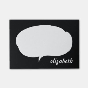Post-it® Bulle de discussion en noir et blanc Nom personnal