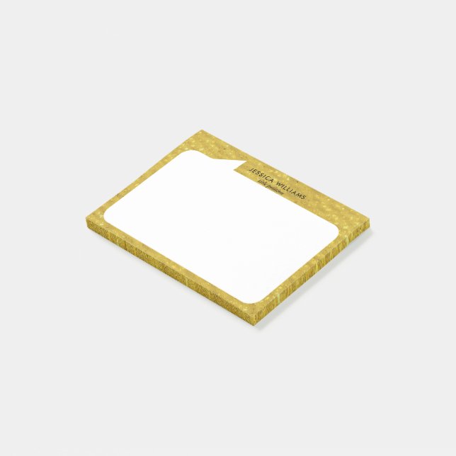 Post-it® Bulle de discussion en or et blanc Nom personnalis (Incliné)