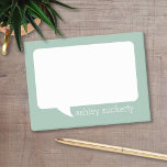 Post-it® Bulle de discussion verte et blanche avec nom<br><div class="desc">Un design de dessin animé pour vous d'envoyer des messages. Si vous devez ajuster l'illustration,  cliquez sur le bouton customiser et apporter des modifications.</div>