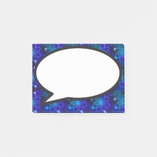 Post-it® Bulle de parole de structure atomique bleue Scienc