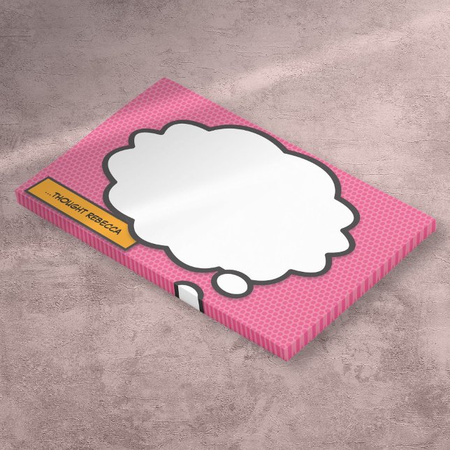 Post-it® Bulle de pensée de nom personnalisé Fun rétro band (Custom Name Think Bubble Fun Retro Comic Book Post-it Notes)