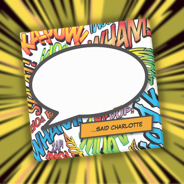 Post-it® Bulle de texte de bande dessinée rétro amusante (Fun Retro Comic Book Speech Bubble Post-it Notes)