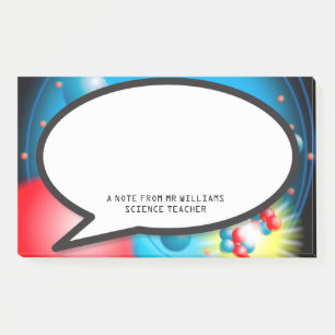 Post-it® Bulle de texte de l'atome qui se divise Science
