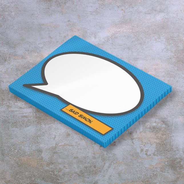 Post-it® Bulle de texte de nom personnalisé de bande dessin (Comic Book Custom Name Speech Bubble Blue Post-it Notes)
