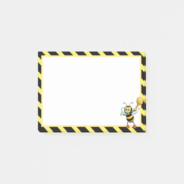 Post-it® Bumblebebe de miel mignonne sur noir et jaune (Devant)