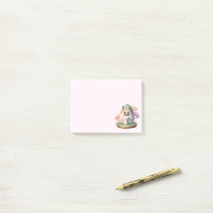 Post-it® Bunny Rose & Oeuf Formé Maison Kawaii Style