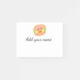 Post-it® burger orange aquarelle ajouter nom texte frites n