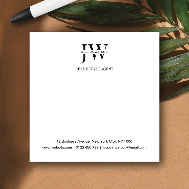 Post-it® Business Address Monogram Real Estate Business (Créateur téléchargé)