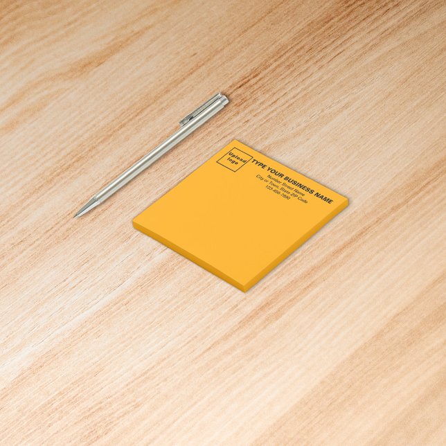 Post-it® Business Orange Carré poster sa note (Build brand name awareness. Your business brand on heading of orange color square post it note.)