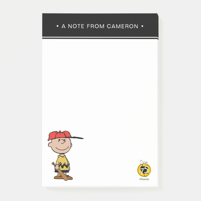 Post-it® cacahuètes | Charlie Brown Baseball Smile (Devant)