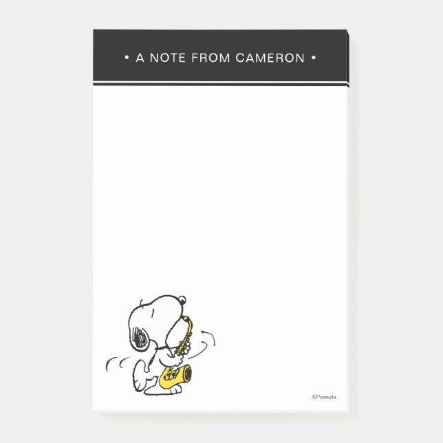 Post-it® cacahuètes | Lecteur Snoopy Saxophone (Devant)