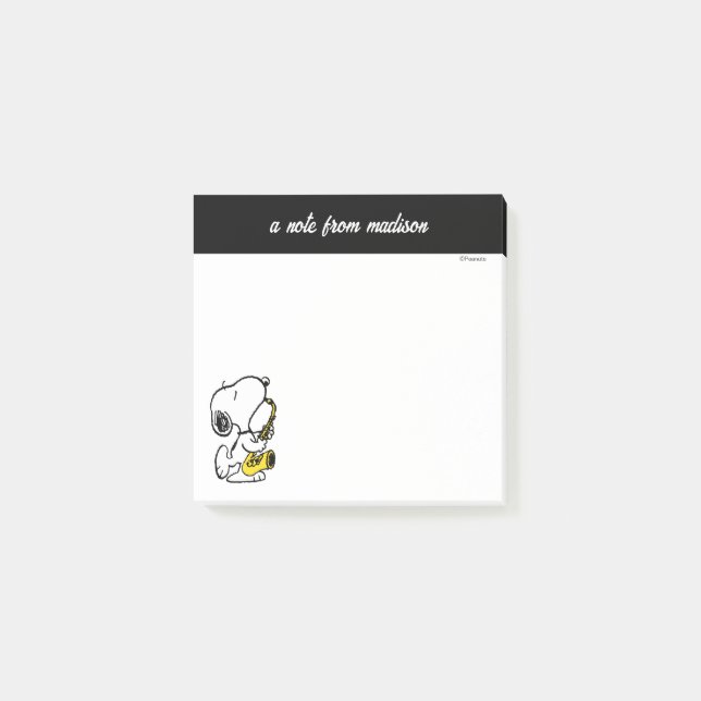 Post-it® cacahuètes | Lecteur Snoopy Saxophone (Devant)