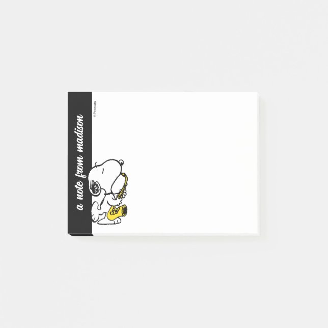 Post-it® cacahuètes | Lecteur Snoopy Saxophone (Devant)
