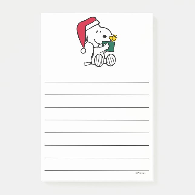 Post-it® cacahuètes | Snoopy Père Noël & Woodstock Cadeau (Devant)