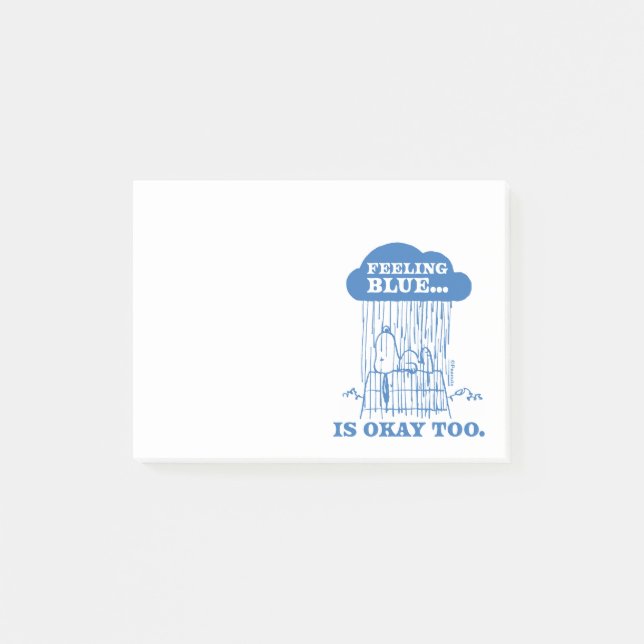 Post-it® cacahuètes | Snoopy Sentiment Bleu Est OK Aussi (Devant)