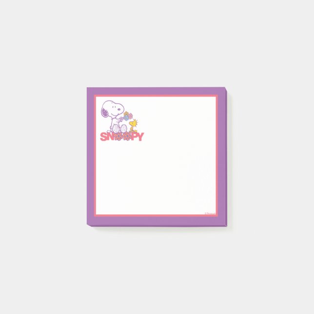 Post-it® cacahuètes | Snoopy & Woodstock Flowers (Devant)