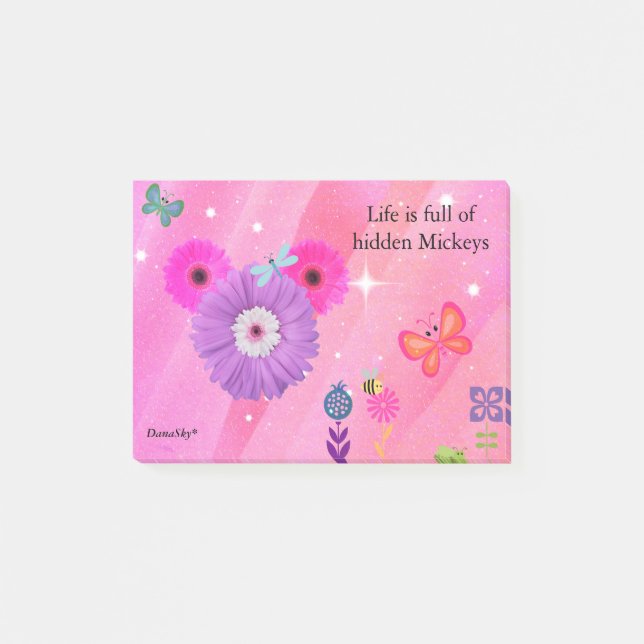 POST-IT CACHÉ de fleur de ressort de MICKEY (Devant)