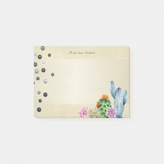 Post-it® Cactus aquarelle girly,Perles - (Devant)