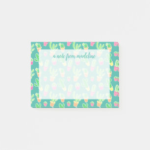 Post-it® Cactus au néon d'aquarelle dans le motif de pots