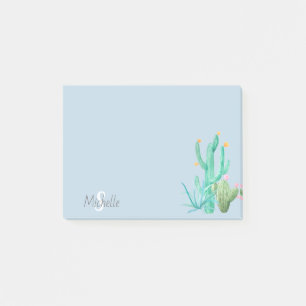 Post-it® Cactus Cactus Succulent Sud-Ouest Monogramme bleu