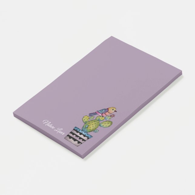 Post-it® Cactus Et Arc-En-Ciel En Aquarelle (Incliné)