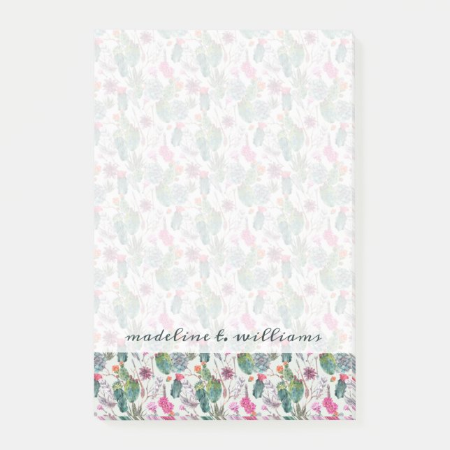 Post-it® Cactus exotique d'aquarelle de Boho et motif (Devant)