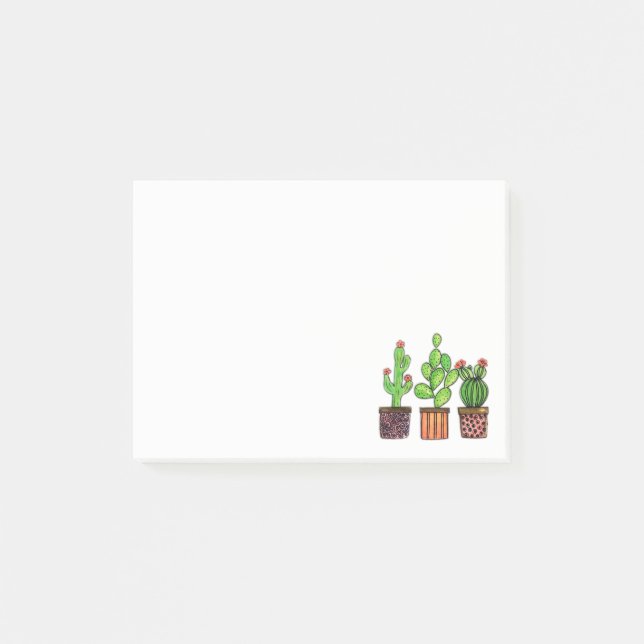 Post-it® Cactus mignon d'aquarelle dans des pots (Devant)