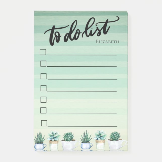 Post-it® Cactus, Succulents Green To Do List (Devant)