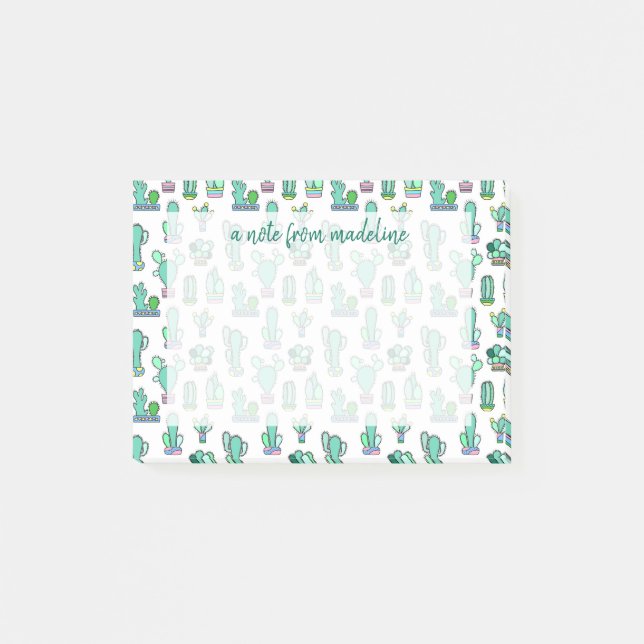 Post-it® Cactus vert en bon état et motif succulent de (Devant)