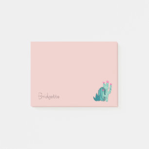 Post-it® Cactus vert rose mignon personnalisé