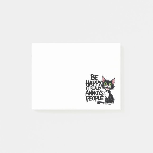 Post-it® Cadeau Amoureux des chats doux Sarcastique Black K (Devant)