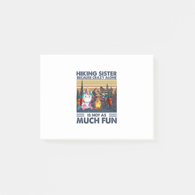 Post-it® Cadeau Camper | Randonnée Soeur parce que fou seul (Devant)