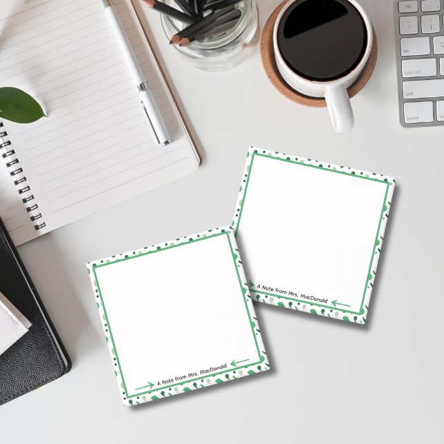 Post-it® Cadeau d'appréciation de professeur à pois verts (Créateur téléchargé)