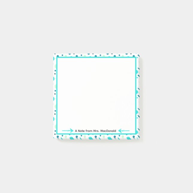 Post-it® Cadeau d'appréciation pour enseignant à pois Aqua (Devant)
