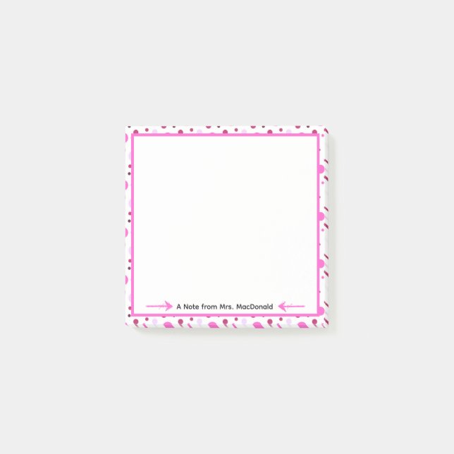 Post-it® Cadeau d'appréciation pour enseignant à pois roses (Devant)