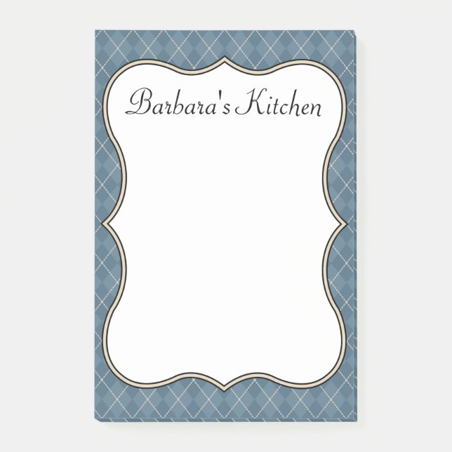 Post-it® Cadeau de bloc-notes personnalisé de cuisine bleu (Devant)